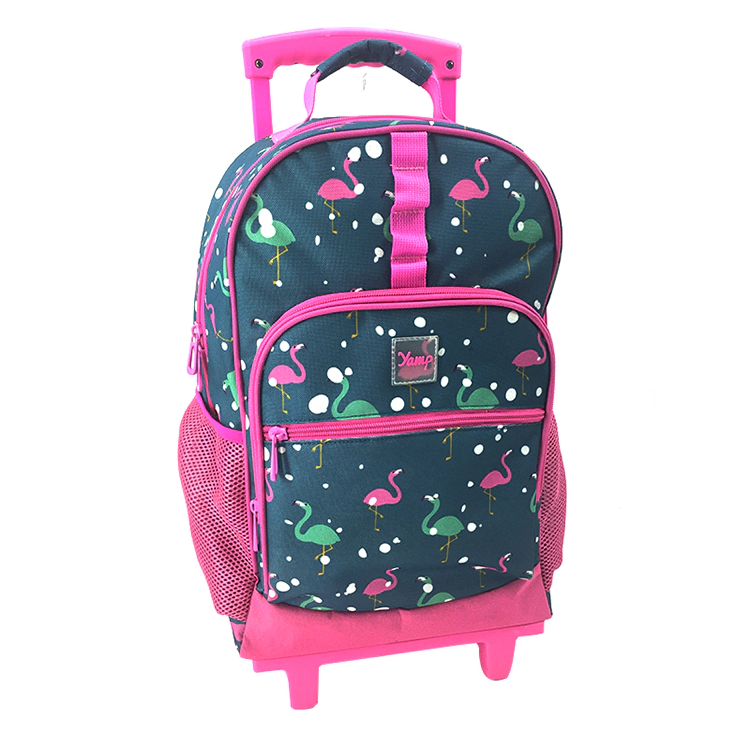 Full Print Backpack Primary School Bag with Wheels for Kids